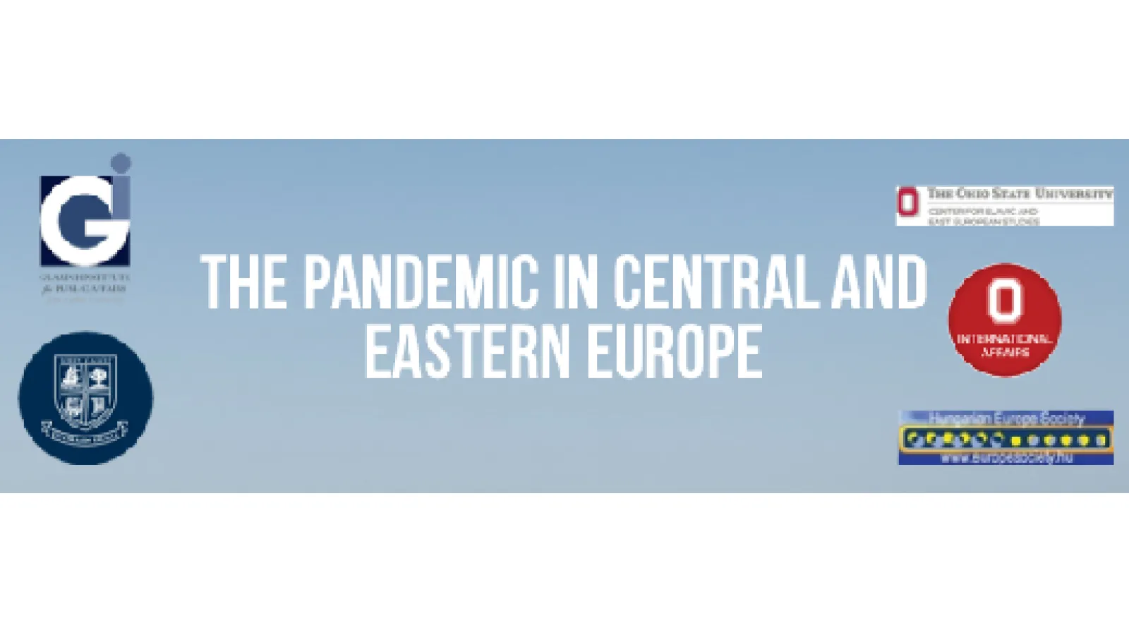 graphic with text that reads "The Pandemic in Central Europe" with the logos of contributing institutions placed around it.