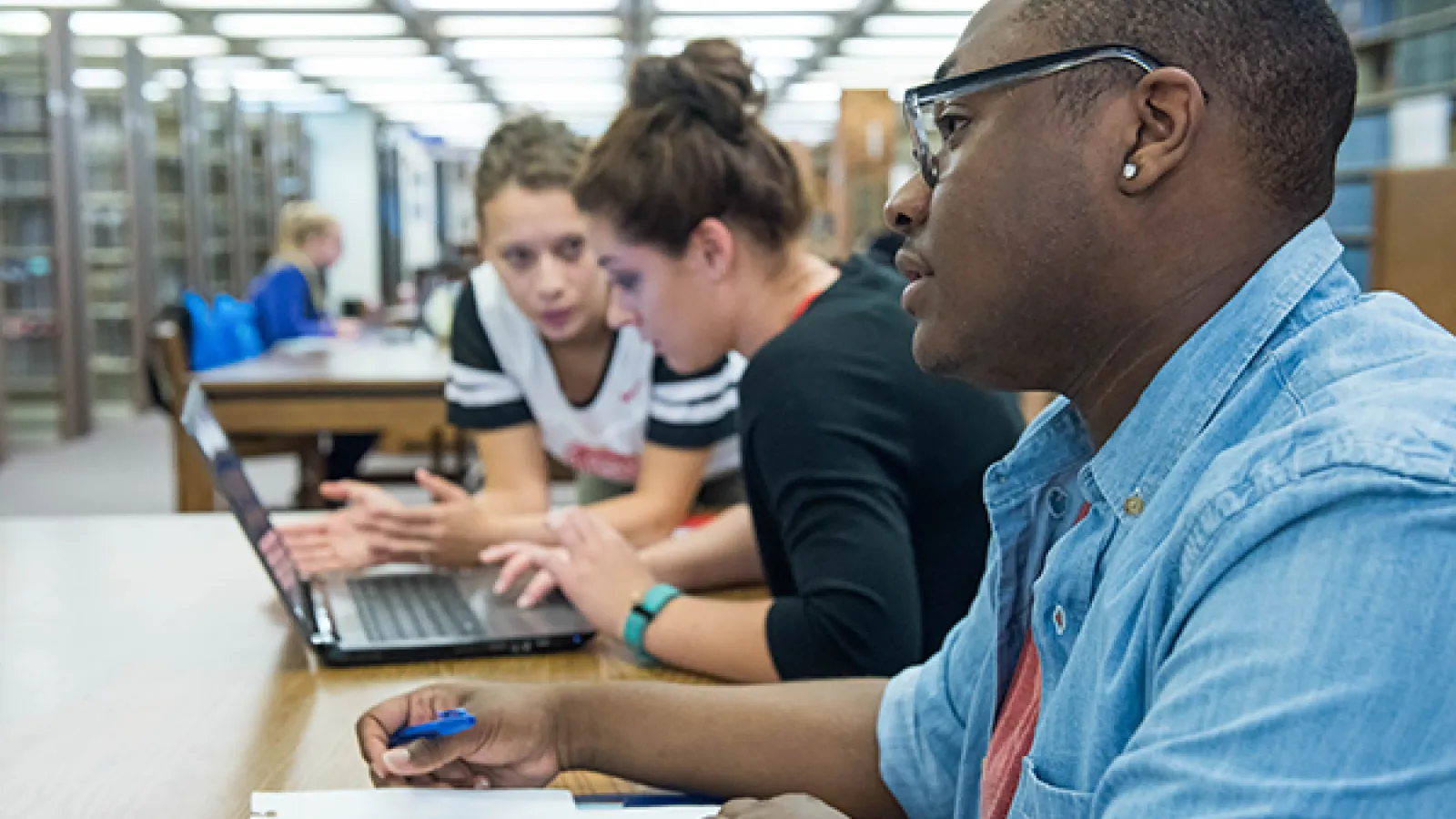 Students at library