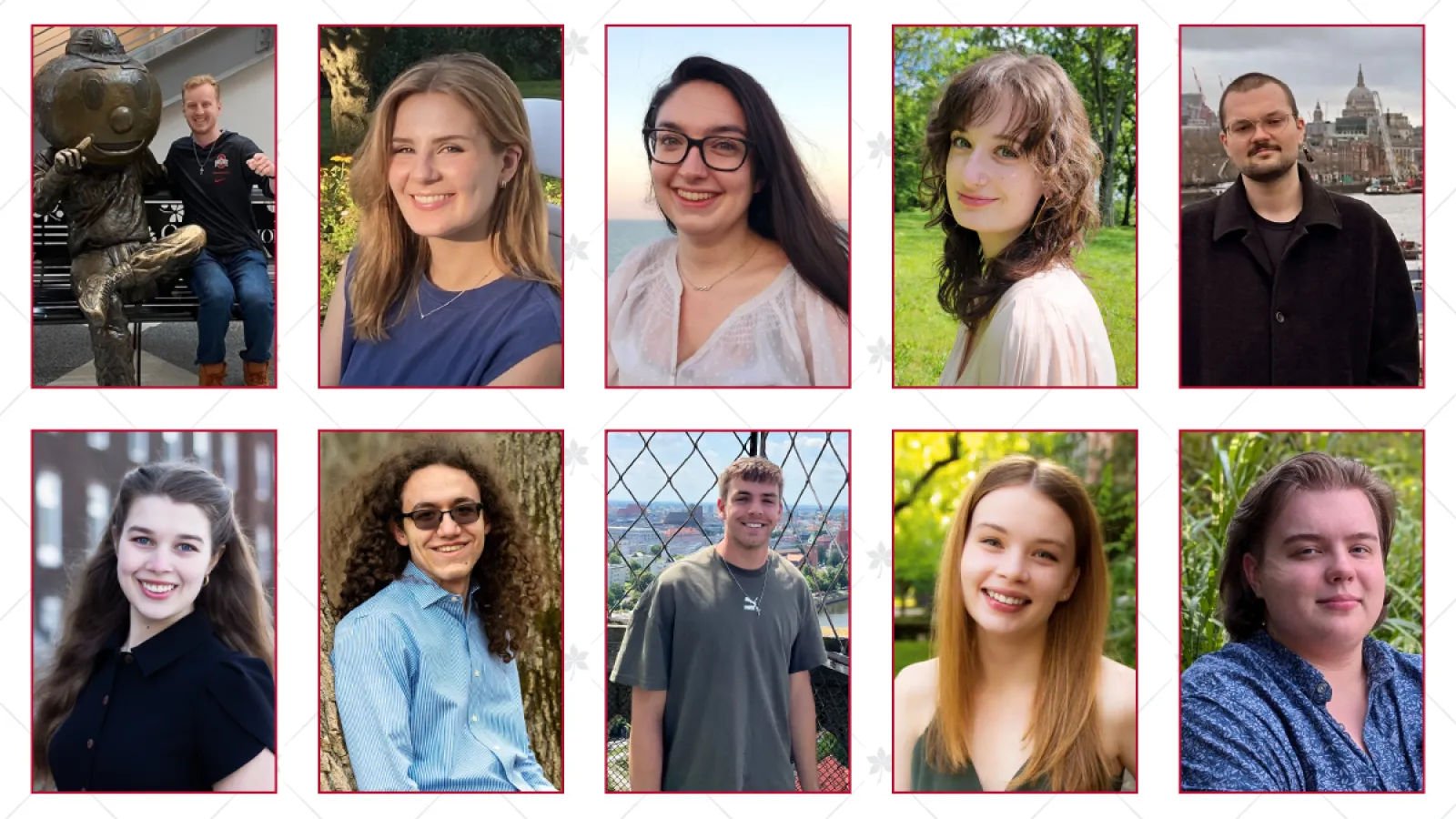CSEEES Graduate FLAS Fellows: Top Row: Adam Johnson, Chaeli Rule, Devon Rancourt, Eleanor Grazier, Jay Hadfield; Bottom Row: Kelly Gallagher, Liam Martin, Luke Bendick, Sarah Hohman, Sascha Rohde