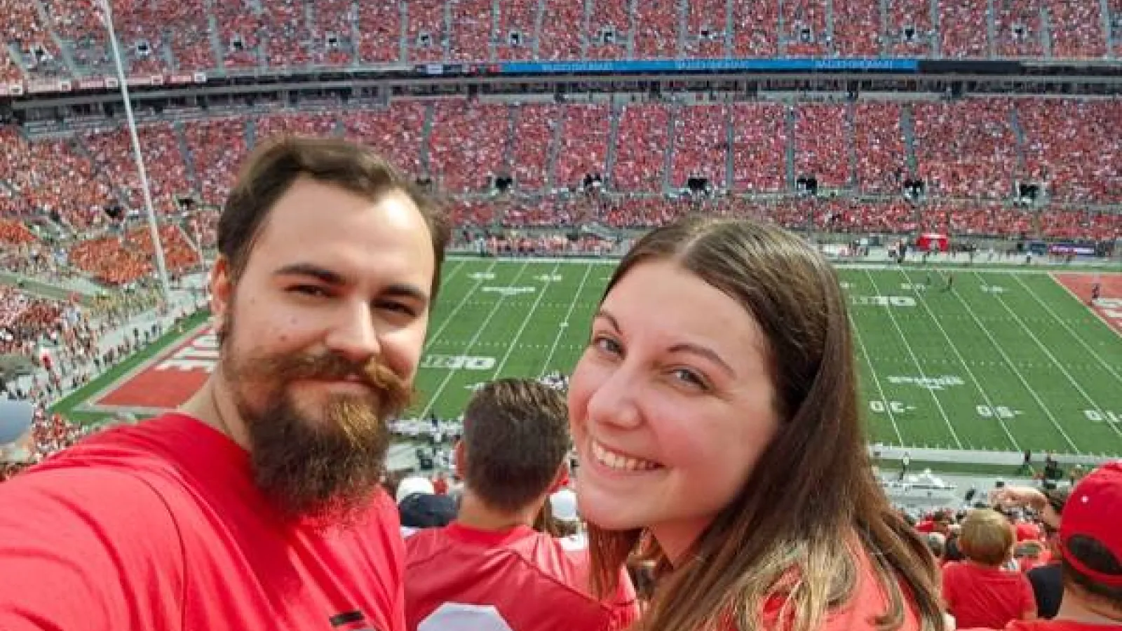 Selfie of Adrijana Miladinovic and a friend at an Ohio State football game