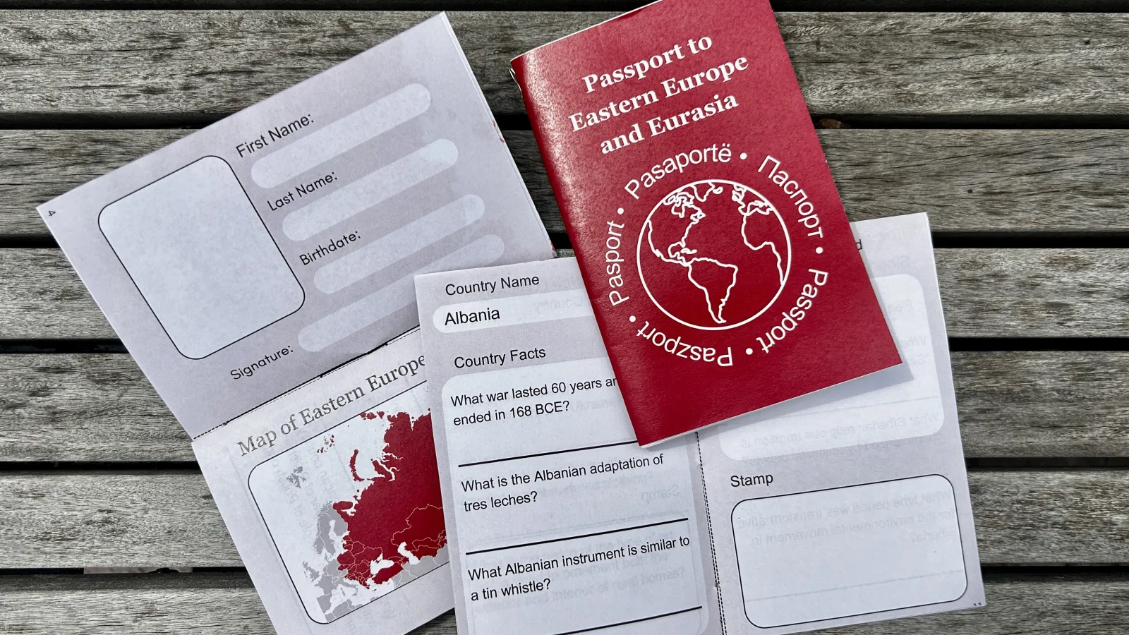 CSEEES' passport with depictions of the cover and internal pages