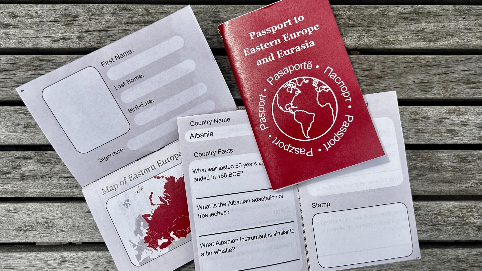 CSEEES' passport with depictions of the cover and internal pages