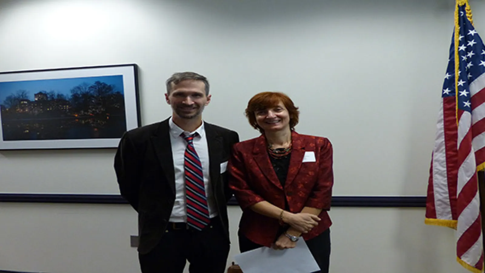 A man and woman standing side-by-side