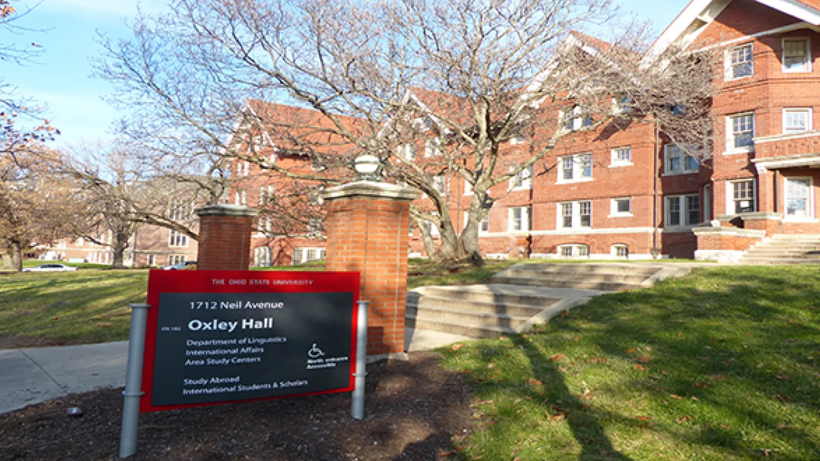 Outside of multistory red brick building