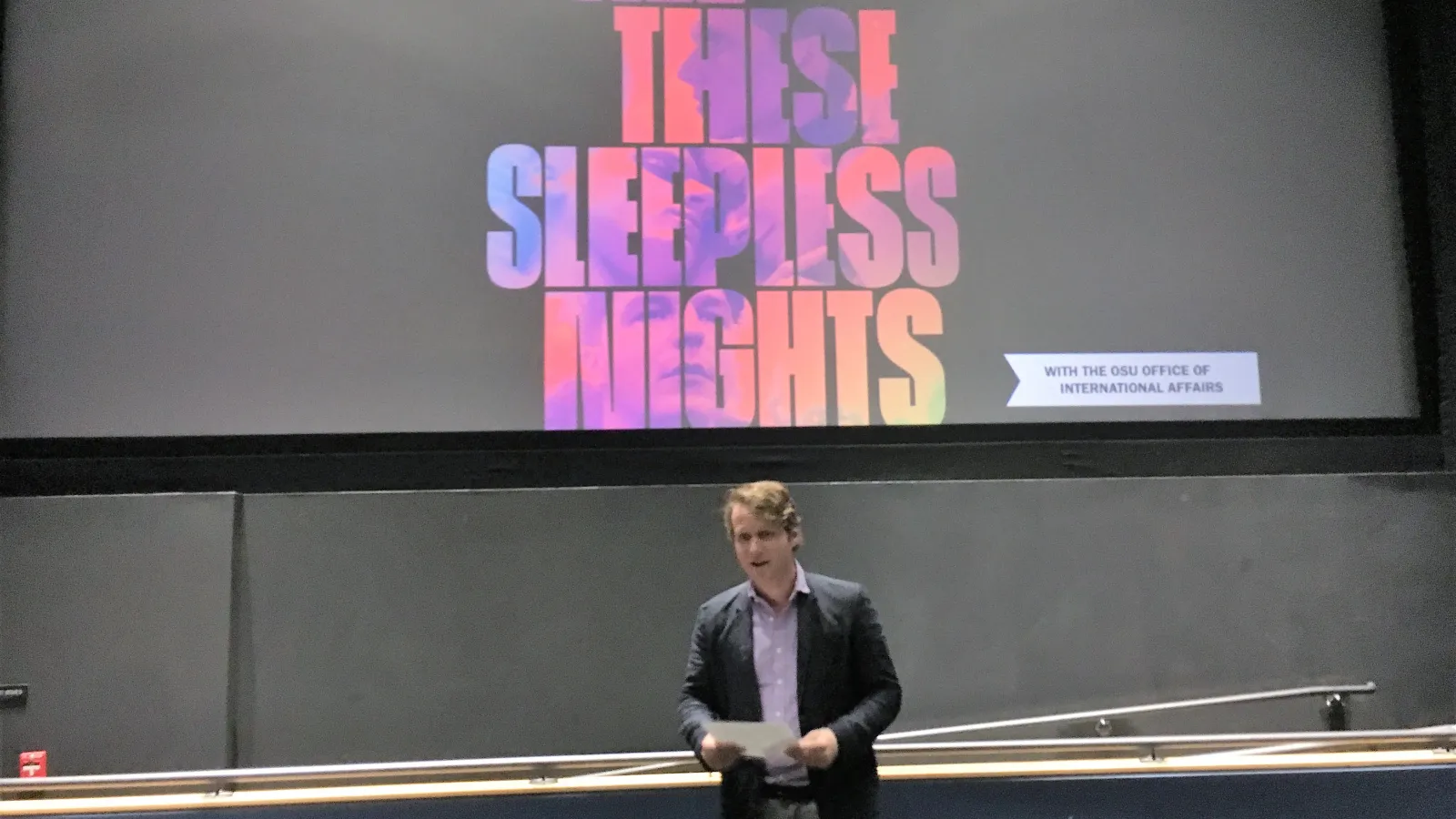 Daniel Pratt introduces the film "All These Sleepless Nights" 