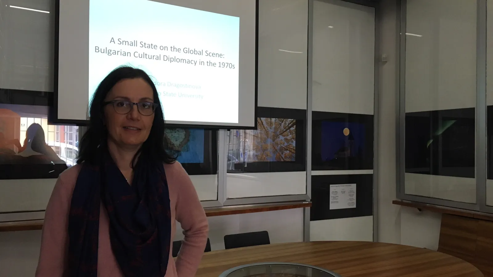 Theodora Dragostinova presents her latest research on Bulgarian cultural diplomacy in the 1970s to colleagues at the Research Center