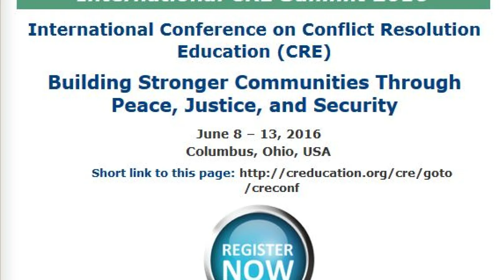 Text: International CRE Summit 2016, June 8-13, 2016