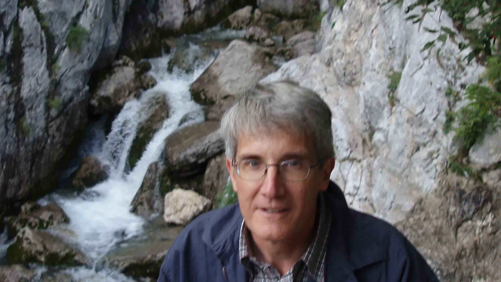 Michael Biggins at a waterfall