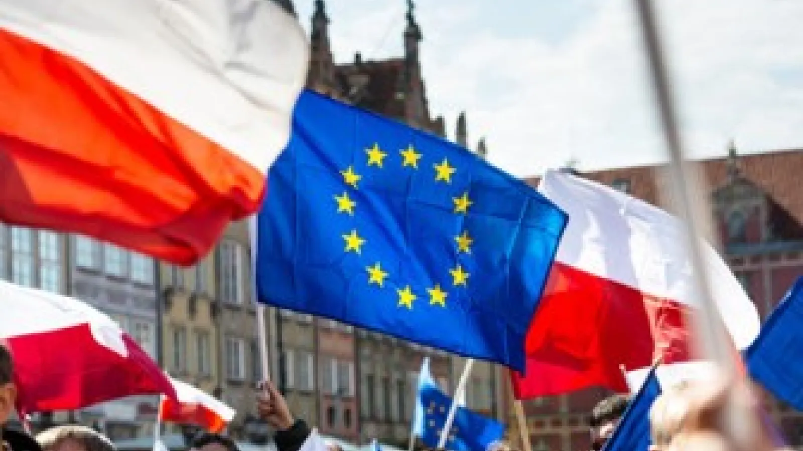Polish and European Union flags