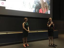 Olha Onyshko and Marianna Klochko at the Gateway Film Center