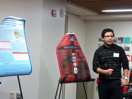 Jonas Lopez presenting at the undergraduate poster forum