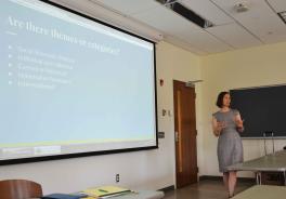 Professor Jennifer Suchland guiding a brainstorming lesson 