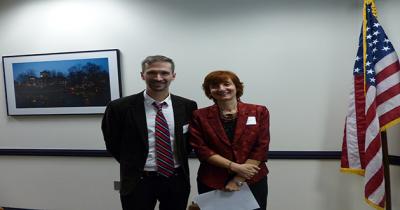 Dr. Gregor Kranjc and CSEES Director Dr. Yana Hashamova A man and woman standing side-by-side