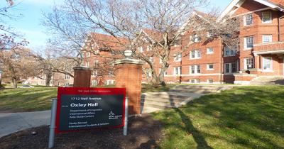 Oxley Hall Outside of multistory red brick building