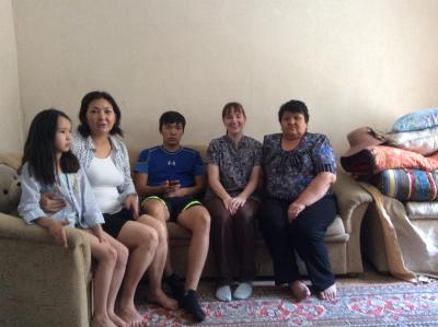 Amelia Smith with her Kyrgyz host family