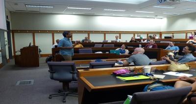 Dr. Adeeb Khalid lecturing at the NEH institute NEH classroom
