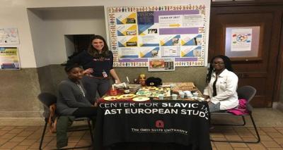 CSEES' table at Columbus North's Community Day CSEES table with RUssian and East European food at the Community Day of Columbus North International School