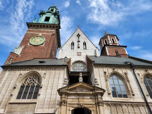 Façade of Waweł Cathedral in Kraków.