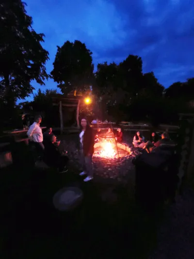 Bonfire at the field school in Giecz, Poland.