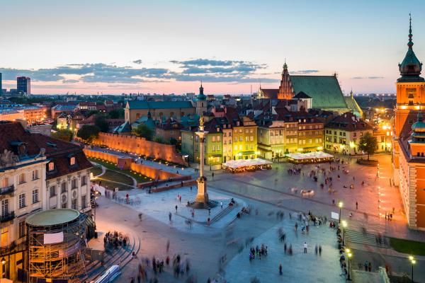 Aerial view of a square in Old Town Warsaw