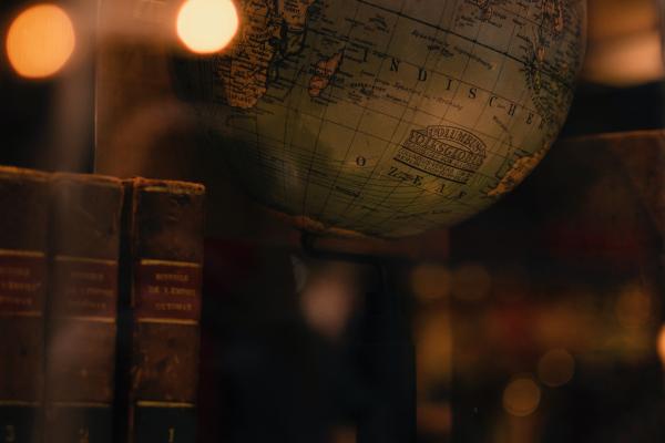 Globe and books