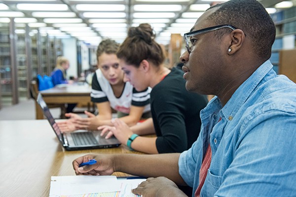 Students at library