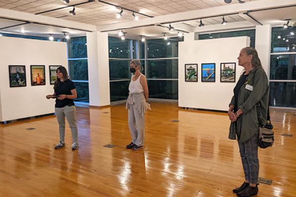 Drs. Brintlinger, Cavender, and Shannon at the Pearl Conard Gallery at OSU Mansfield.