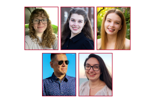 Left ot right: Emma Clute, Kelly Gallagher, Sarah Hohman, Angelo Jurarez, Devon Rancourt