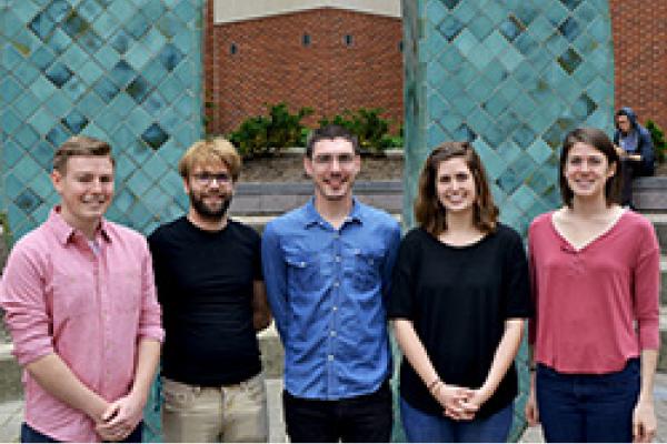 Summer 2017 CSEES FLAS Fellows Group of five people standing should to should with large number "0" behind them