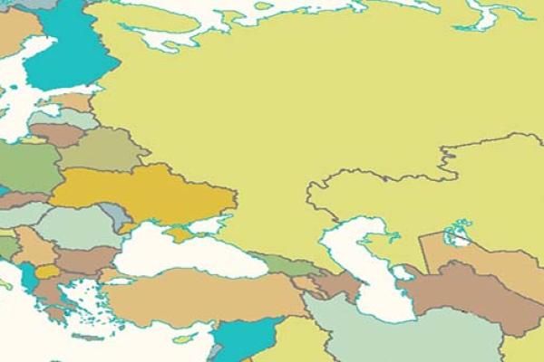 Map showing borders of countries in Eastern Europe