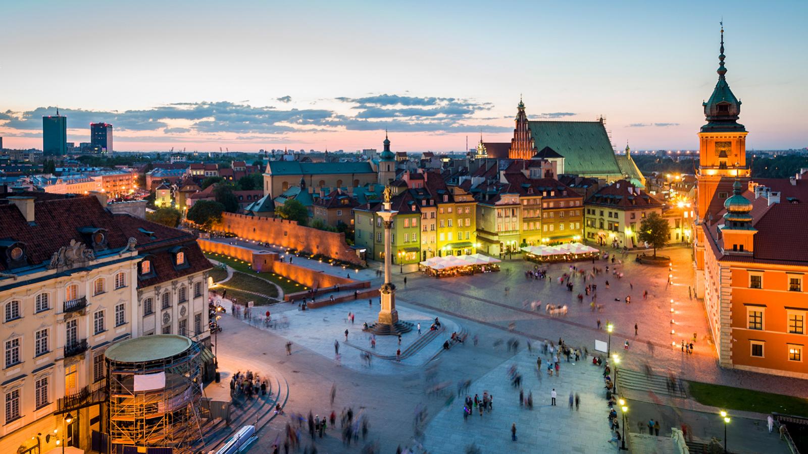 Aerial view of a square in Old Town Warsaw