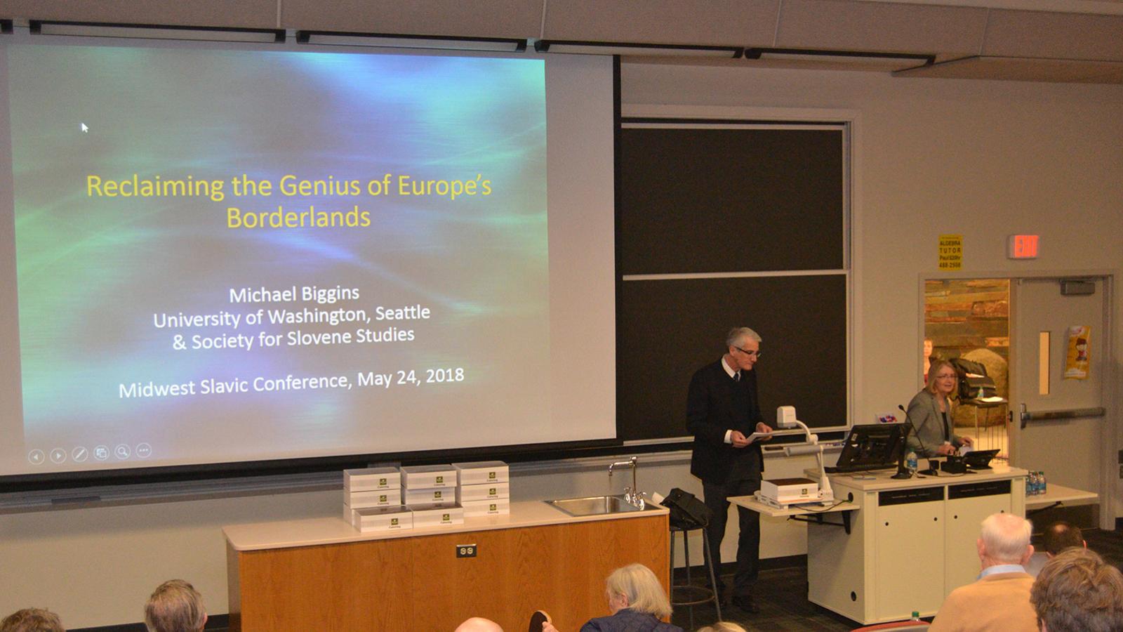 Michael Biggins giving lecture
