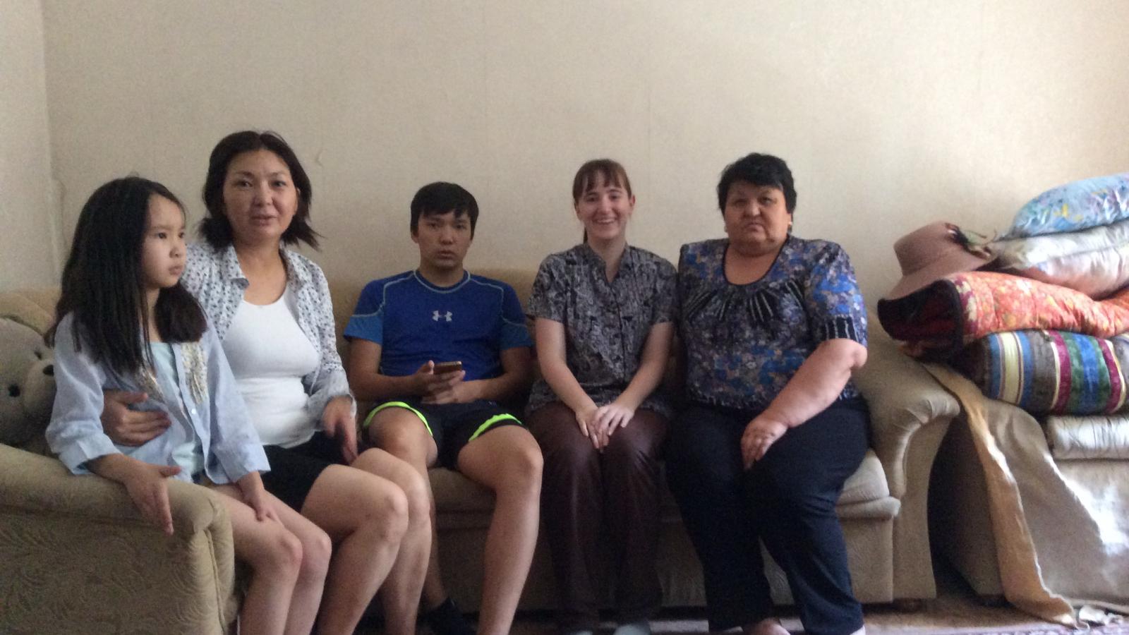 Amelia Smith with her Kyrgyz host family