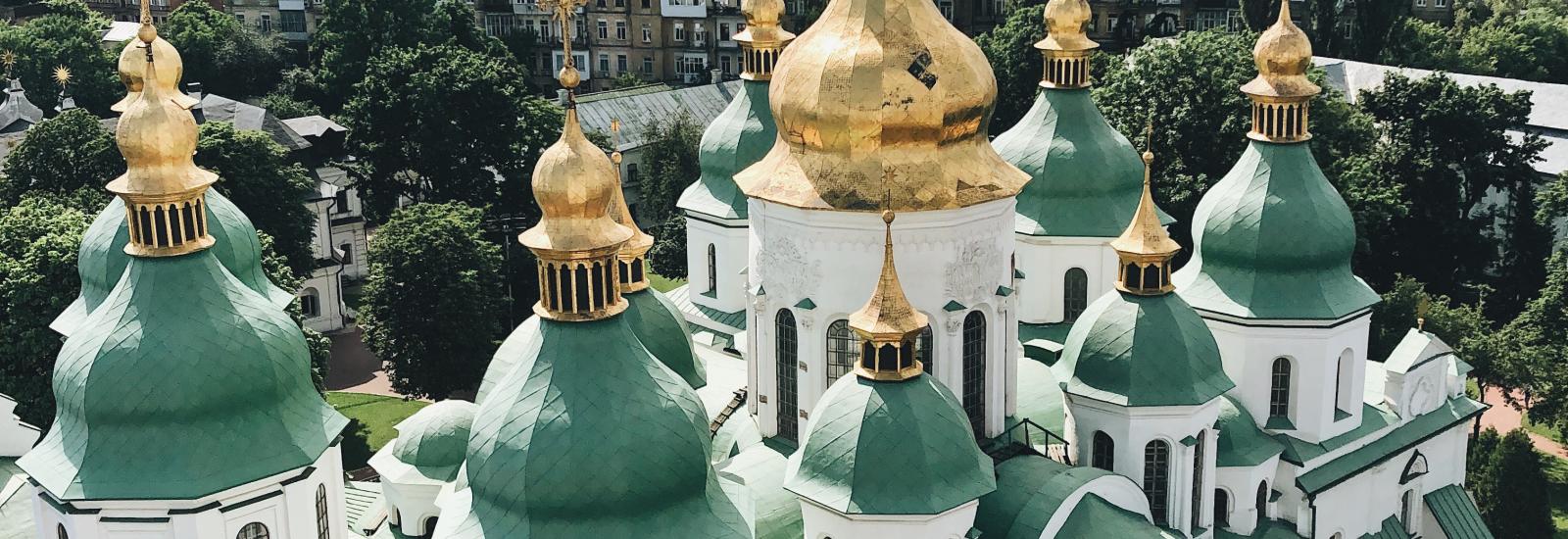 aerial view of St. Sophia Cathedral in Kyiv, Ukraine